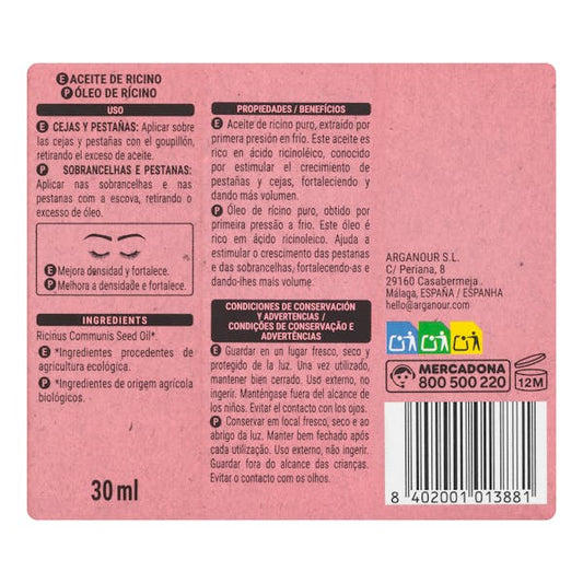 Rizinusöl Pflege-Öl für Wimpern, Augenbrauen & Haar