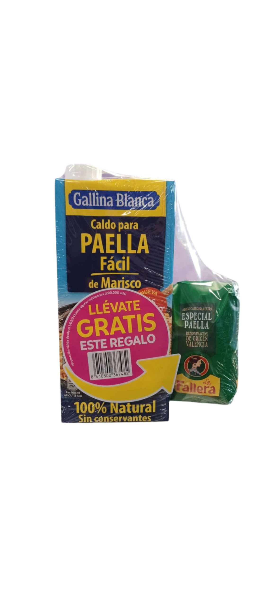 Fertige Brühe für Meeresfrüchte-Paella mit kostenlosem Paellareis (300g) - Gallina Blanca Caldo Paella Facil de Marisco con Arroz de La Fallera