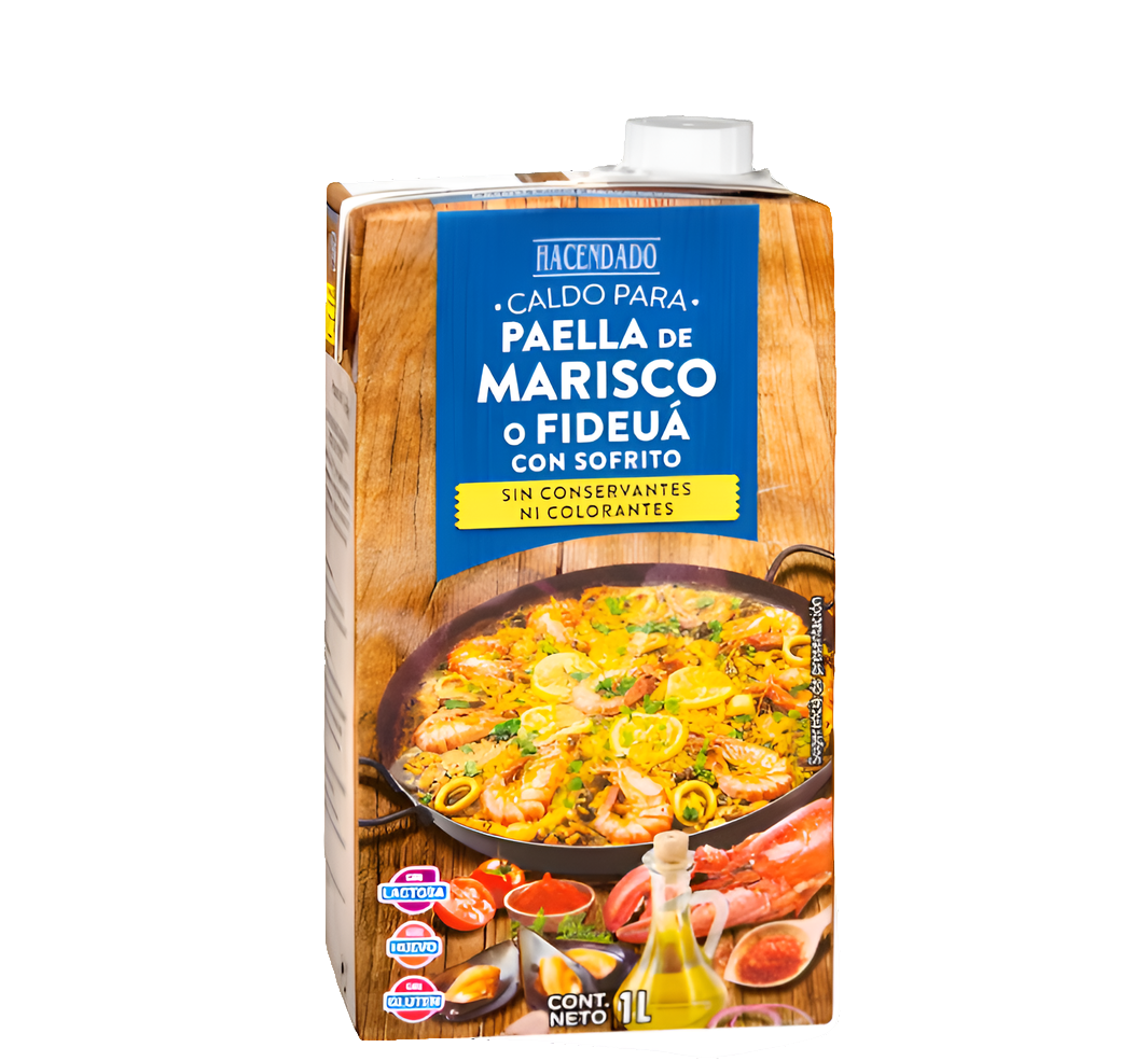 Fisch-und Meeresfrüchtebrühe mit Sofrito - Caldo de Marisco o Fideuá para Paella