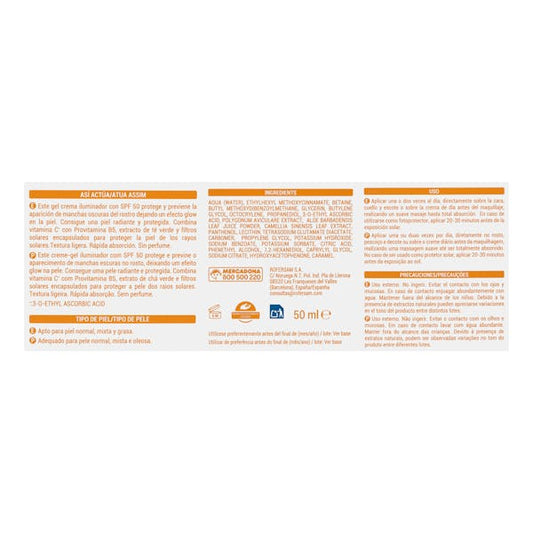 Revitalisierende & aufhellende Gel-Creme SPF 50 mit Vitamin C für normale bis Misch-/fettige Haut