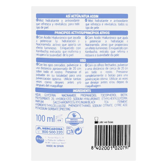 Feuchtigkeitsspendendes Gesichtsspray mit Hyaluronsäure & Niacinamid