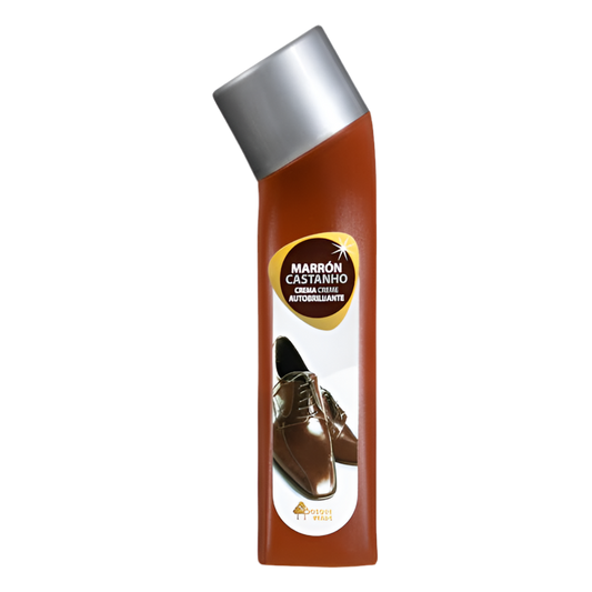 Selbstpolierende braune Schuhcreme mit Applikator- Crema de calzado marrón autobrillante con aplicador