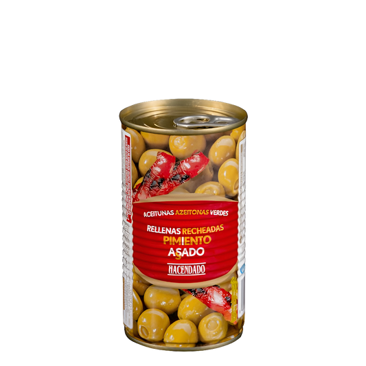 Grüne Oliven mit gerösteter Paprika-Füllung - Aceitunas verdes rellenas de pimiento asado