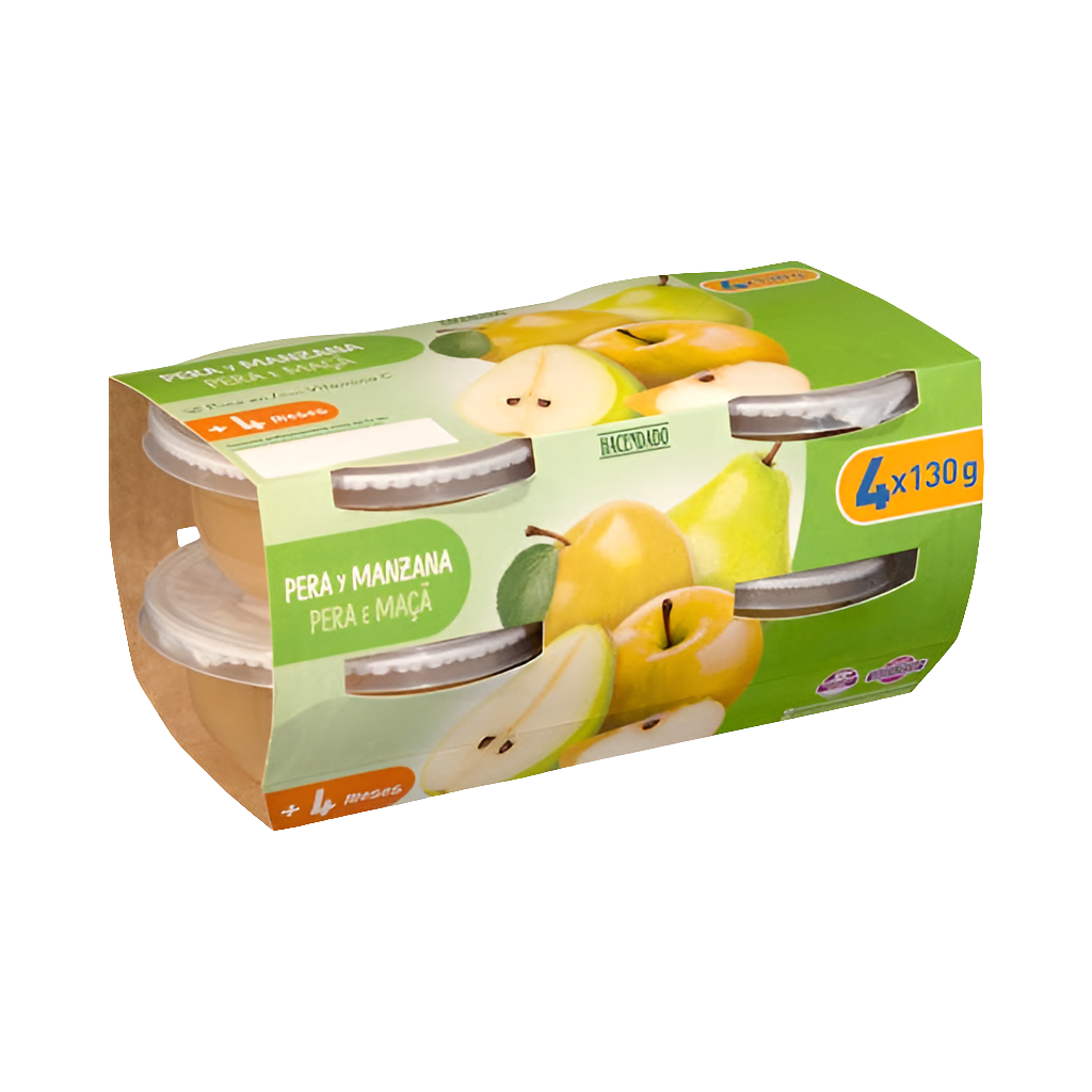 Fruchtpüree Birne-Apfel +4 Monate - Papilla pera y manzana +4 meses