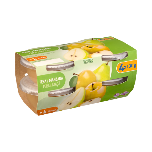 Fruchtpüree Birne-Apfel +4 Monate - Papilla pera y manzana +4 meses